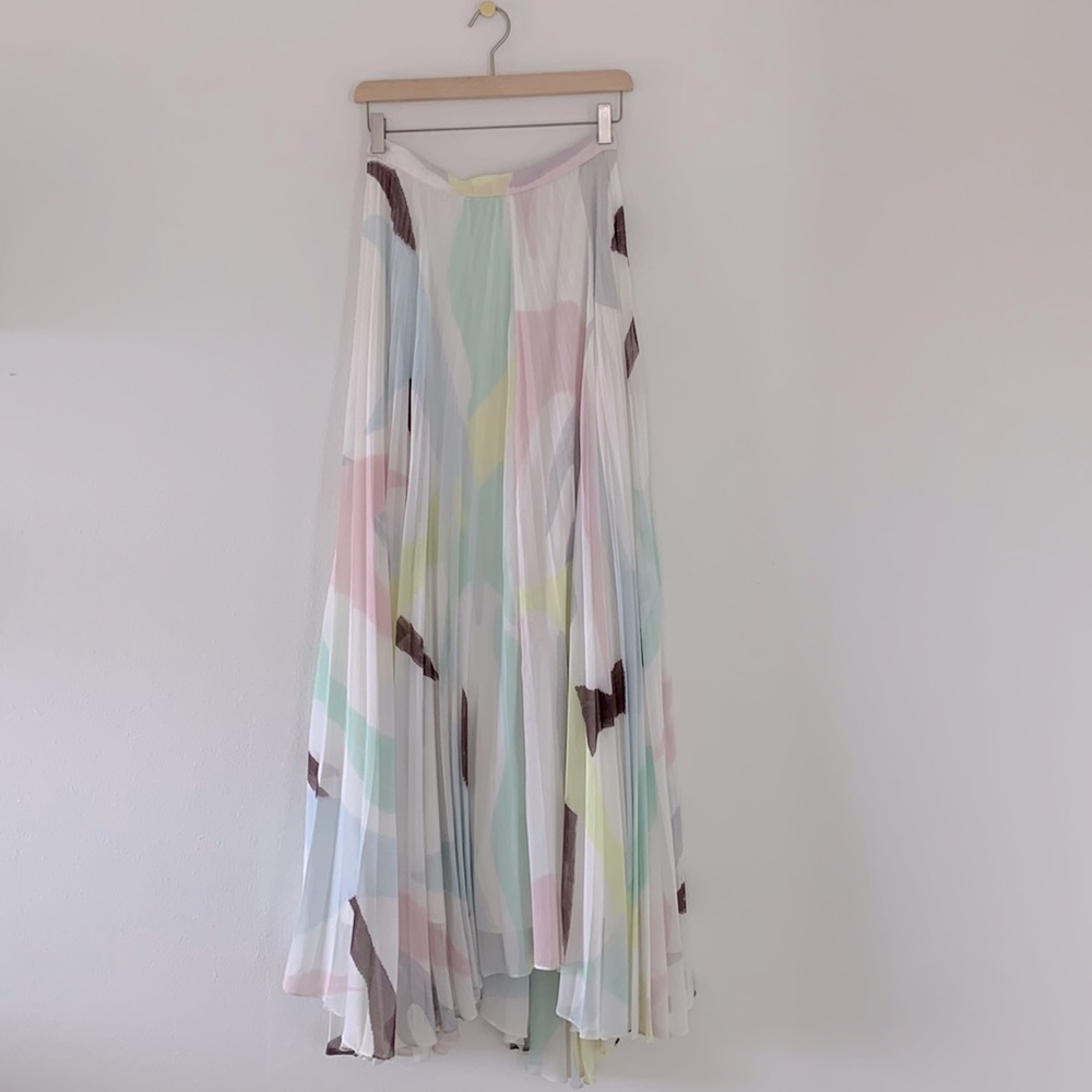 Alice + Olivia Pleated Abstract Print Maxi Skirt - Picture 1 of 16